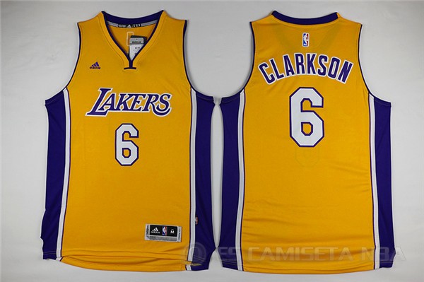 Camiseta Clarkson #6 Los Angeles Lakers Amarillo - Haga un click en la imagen para cerrar